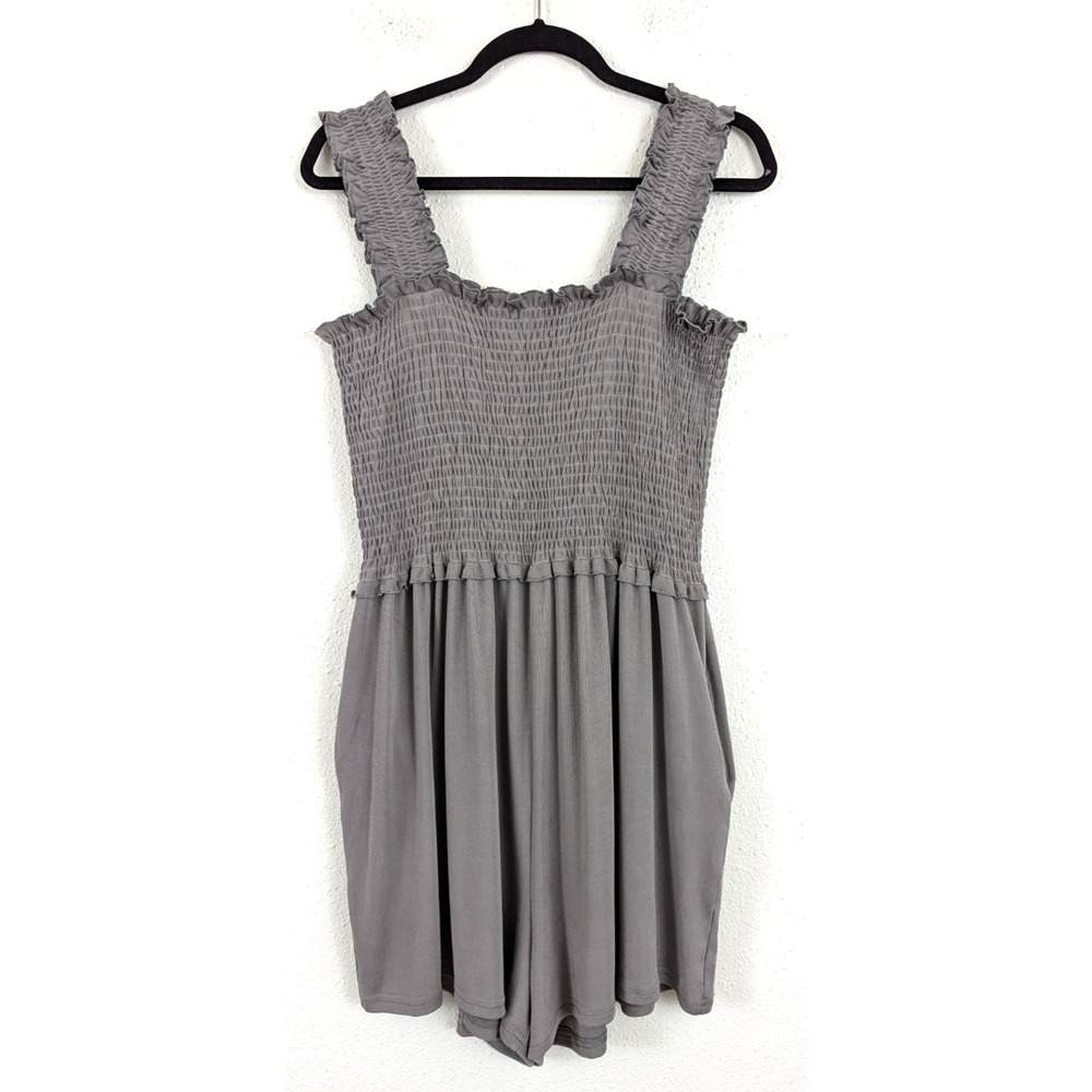 New Deepself sz L One Piece Romper Shorts gray trank stretchy slinky 3973